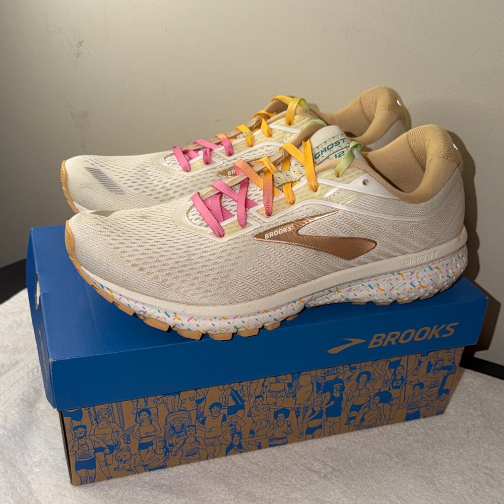 Brooks Cream and Pink Running Shoes
